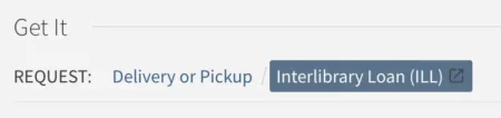 Screenshot of library search showing Interlibrary Loan request link