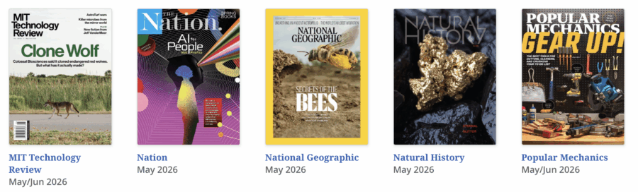 a screenshot of 5 magazine covers from flipster