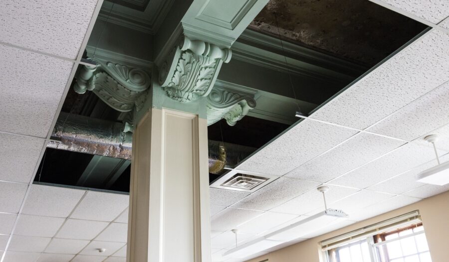 photo of a column capital and bracket in carrier library