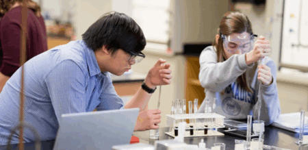 photo of students conducting chemistry experiments