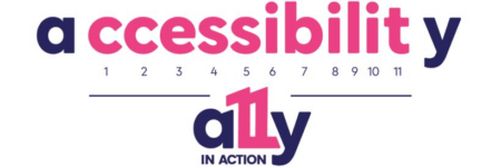 graphic explaining how "A11y" represents "accessibility ally" - the letters c to t are numbered 1-11, showing that "a11y" is shorthand for "accessibility" but also looks like the word "ally."
