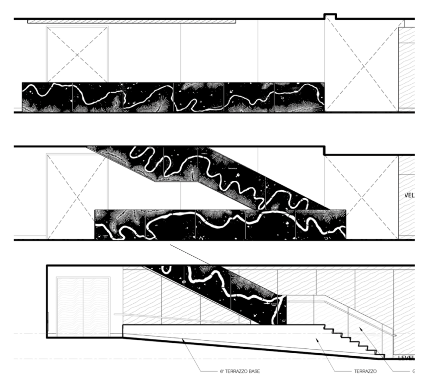 black and write drawing of the stair