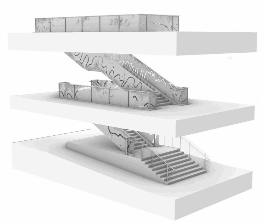 3D Stair Axonometric View. 