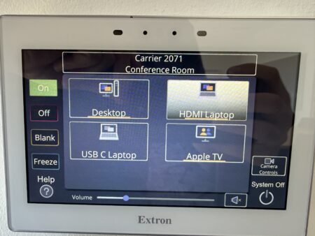 Extron screenshot highlighting the HDMI Laptop option.