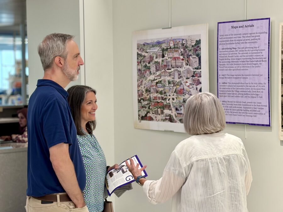 people looking at the exhibit