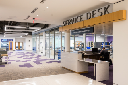 photo of service desk to the right of The Makery